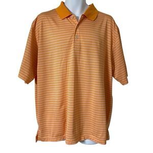 Ashworth Golf Polo Shirt Men's Extra Large Orange Stripe Lightweight Casual